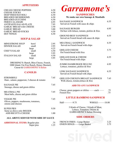 Garramone's restaurant menu Garramone's Restaurant: It's a Must Stop - See 49 traveler reviews, 6 candid photos, and great deals for Forestport, NY, at Tripadvisor